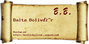 Balta Bolivár névjegykártya